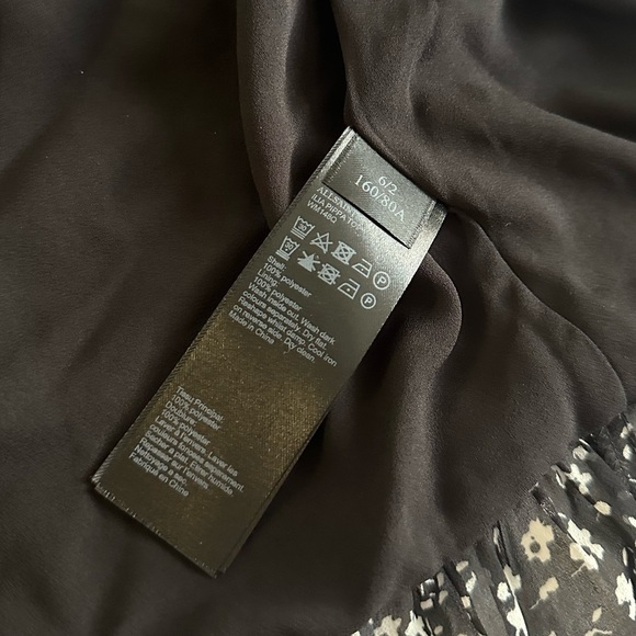 All Saints Ilia Heart Print Wrap Blouse Top - Black SZ 2 - Picture 3 of 6